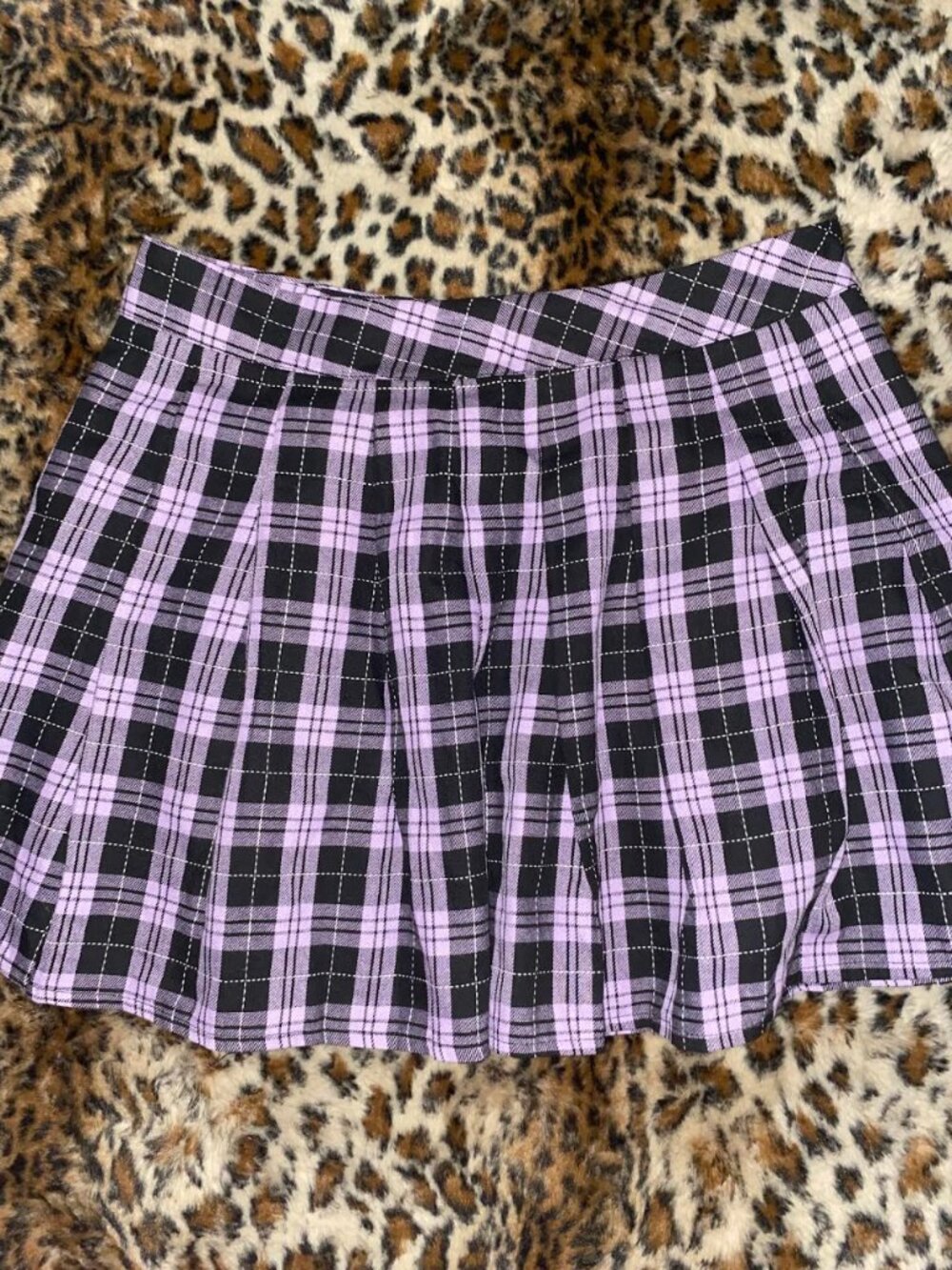 💜 Hot Topic Purple Black Plaid Pleated Mini Skirt 🖤
